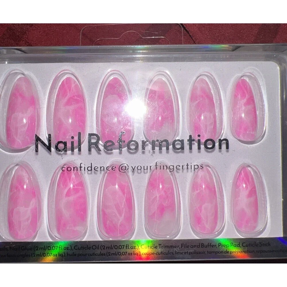NailReformation Pink Tye-Dye Press-On Nails Medium Almond